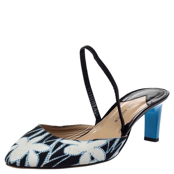 Paul Andrew Multicolor Floral Canvas and Leather Celestine Slingback Sandals - Picture 1 of 4
